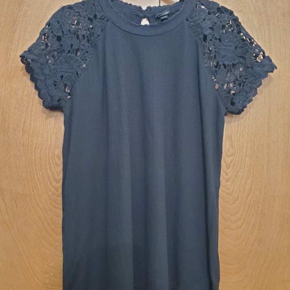 Black Torrid Lace Sleeve T-Shirt